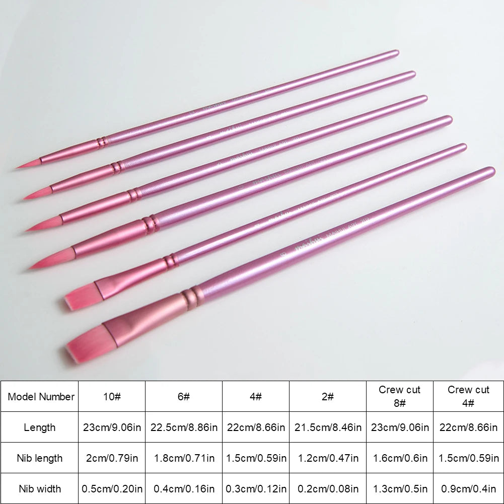 Handle Watercolor Brushes Set Wooden Handle Nylon Hair 4Pcs