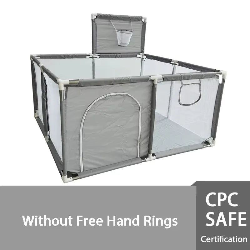 Baby Playpen With Pull Rings Indoor Playground Ball Pool Fence For Kids Safety At Home