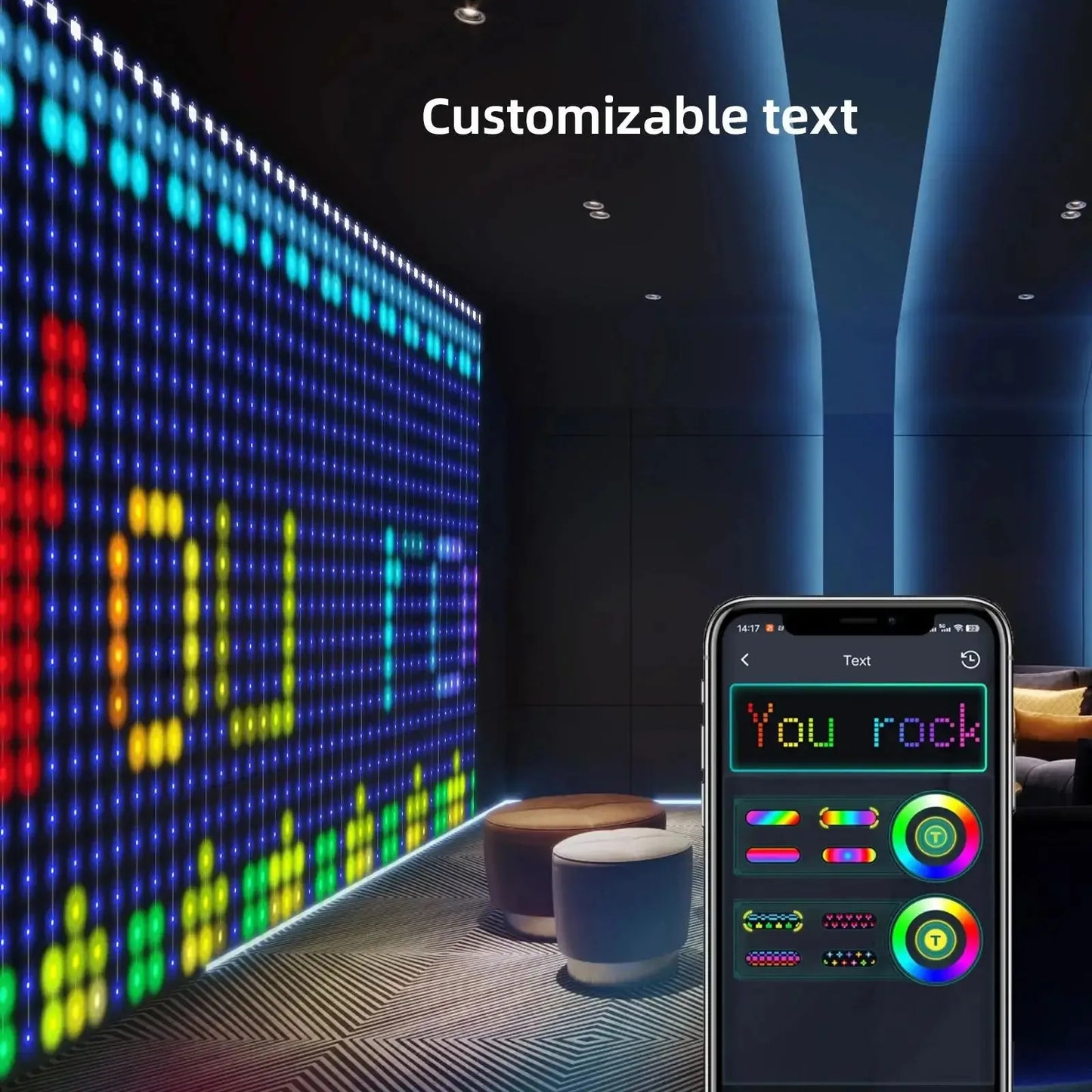 Smart LED Curtain Light App Controlled RGB Dimmable DIY Pattern Music Ambient Lighting Home Decoration