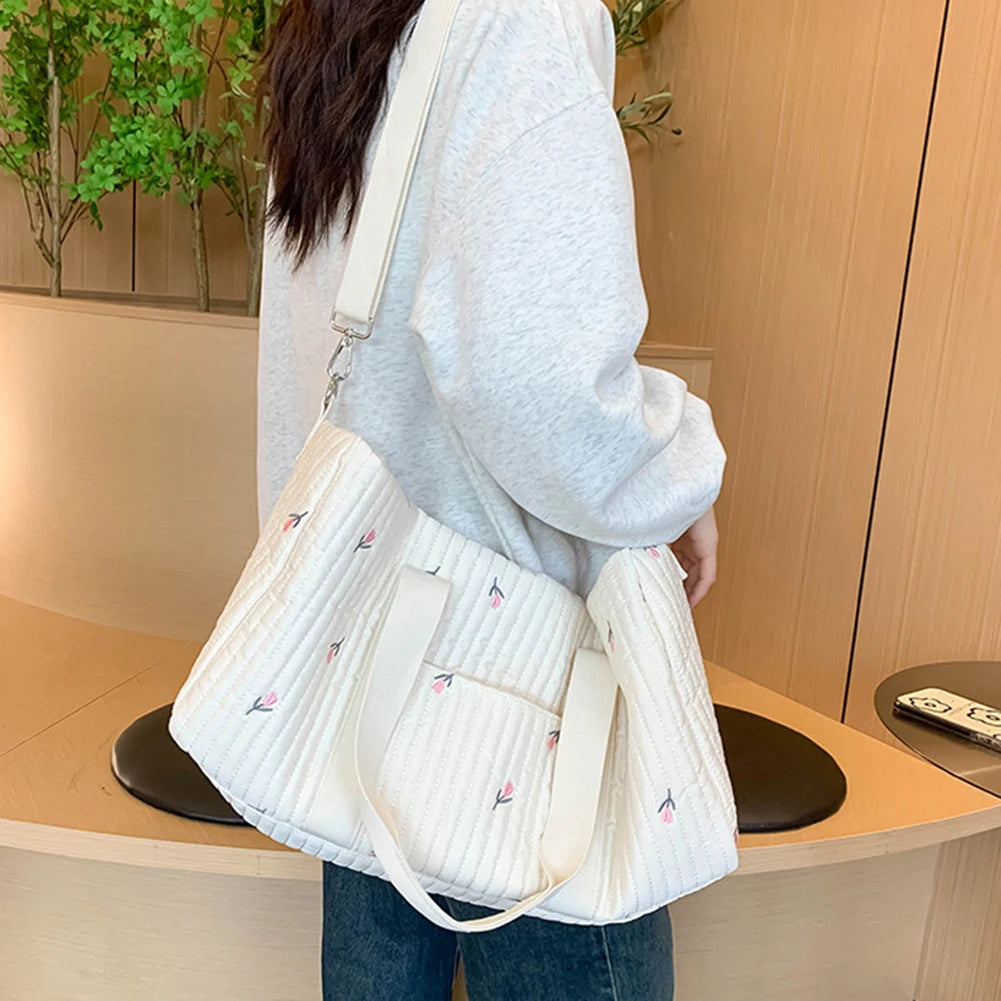 Closure Baby Diaper Bag Embroidered Nappy Organizer Cartoon Messenger Tote