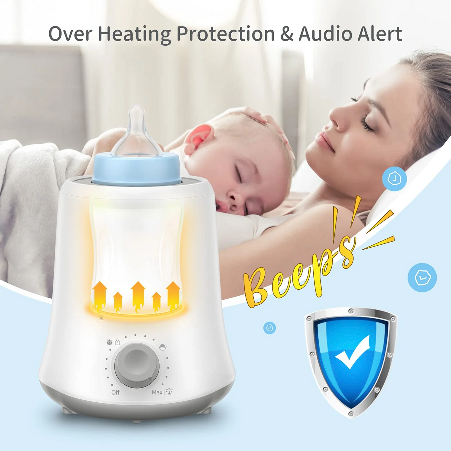 Kisdream Milk Warmer Multifunctional Baby Bottle Warmer Auto Shut Off