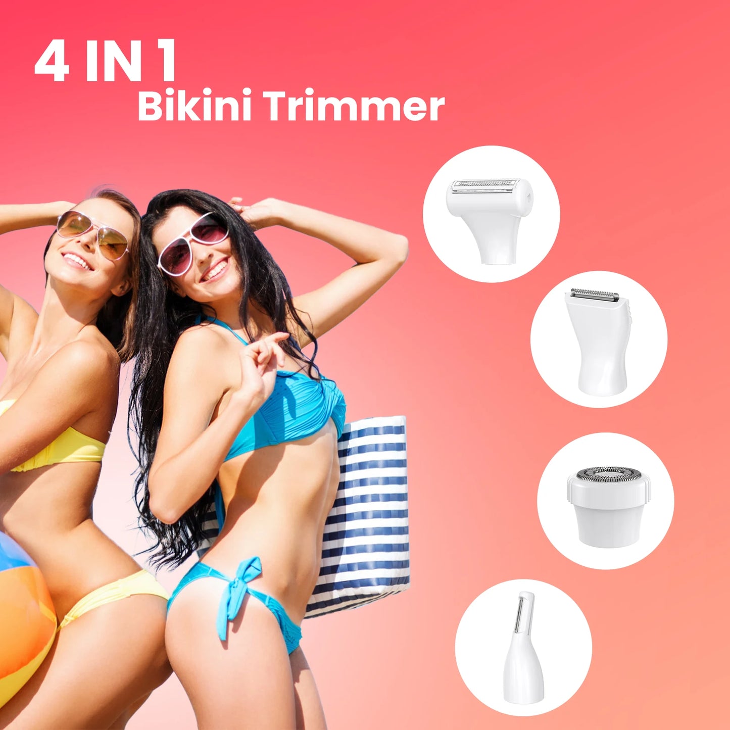 MAXGROOM 4 in 1 Body Hair Trimmer Kit Women Rechargeable