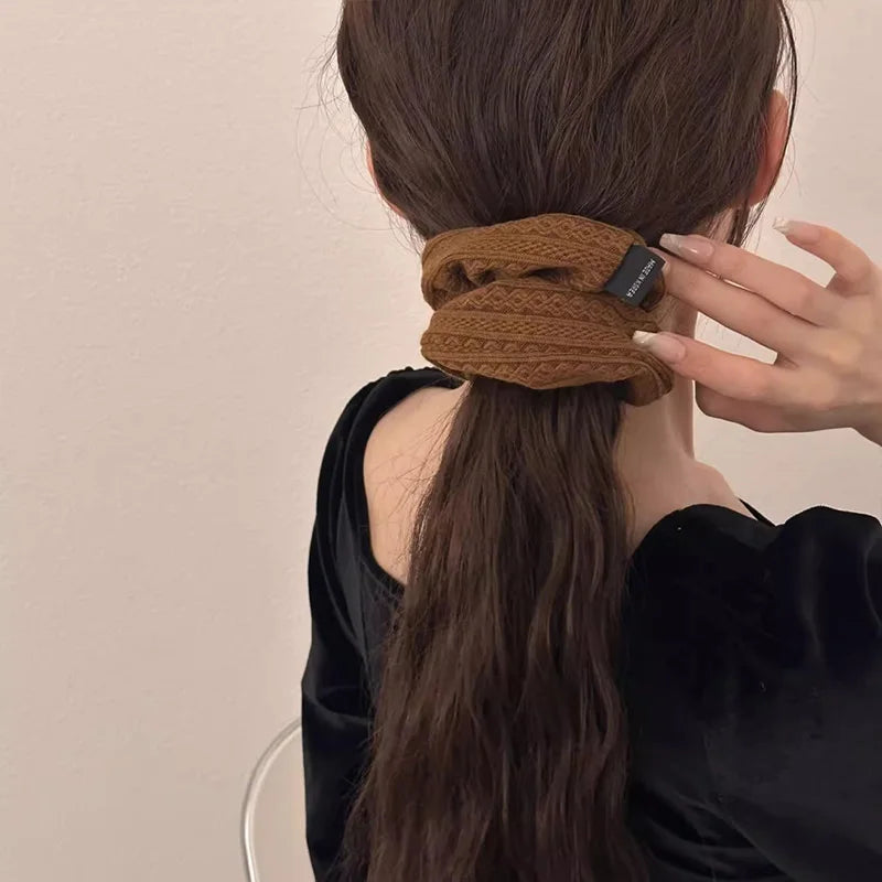 PjNewestingCN Vintage Knitting Pattern Scrunchie For Women Hair Accessories