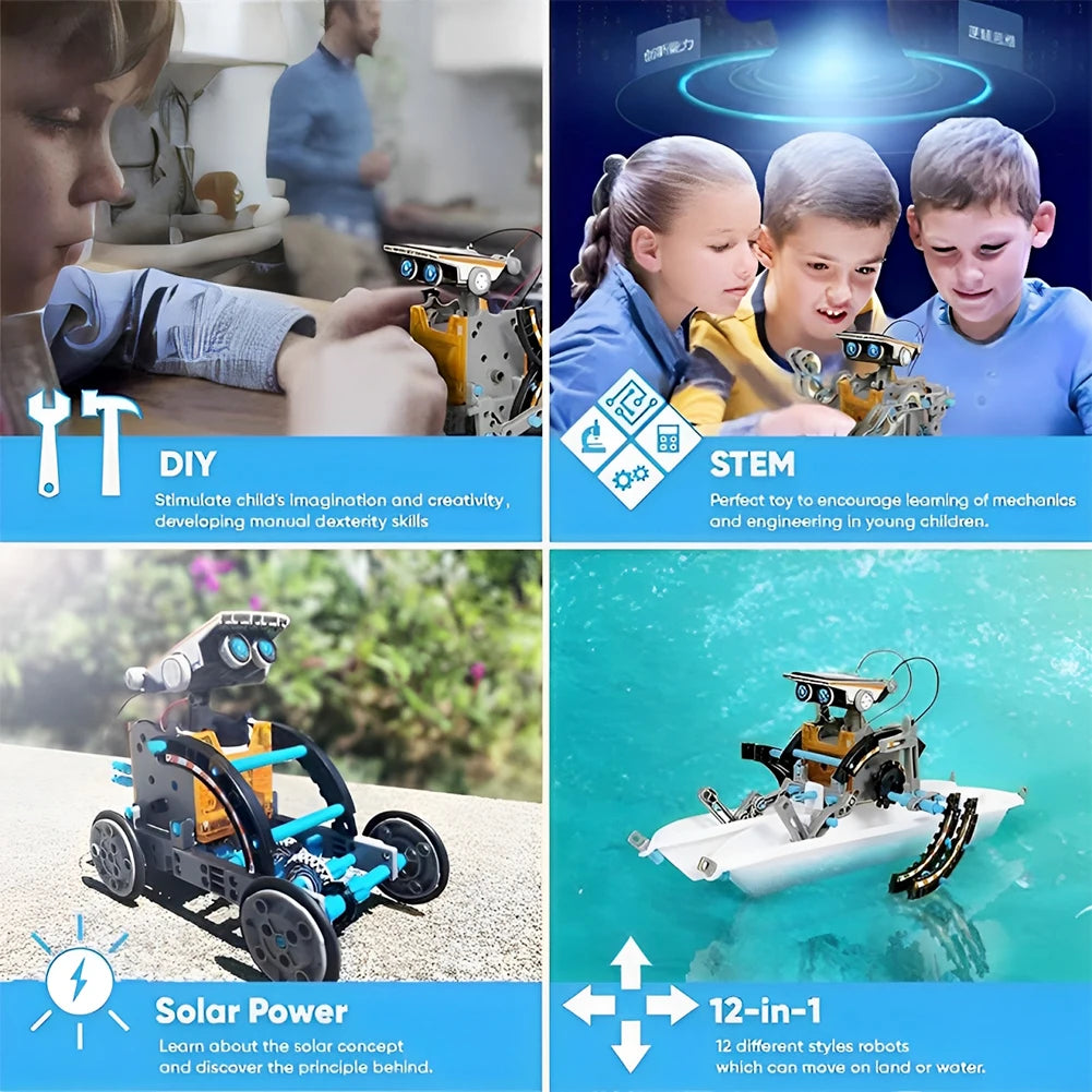 Wishiot STEM 13 In 1 Solar Powered Robot Kit Educational