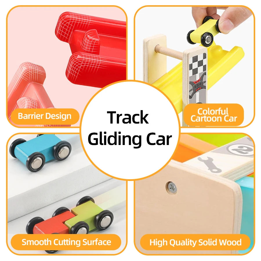 Edutree 7 Track Wooden Ramp Racing Toddler Toys Set