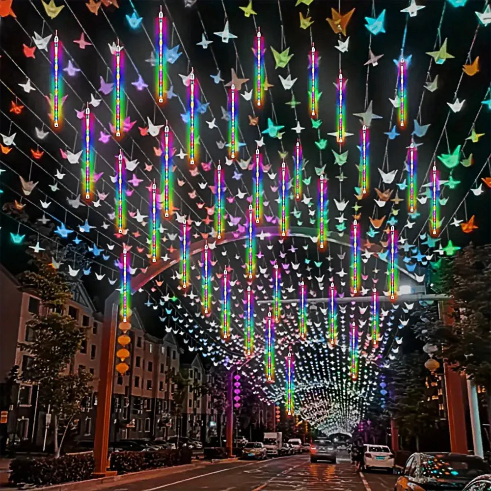 WELPUR Solar Meteor Shower Lights Waterproof String Lights