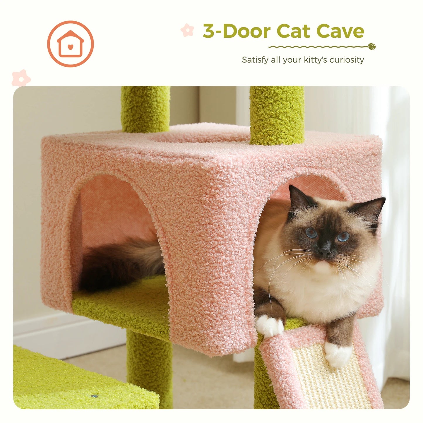 PEQULTICN Flower Cat Tree Multi Level Cat Tower Indoor