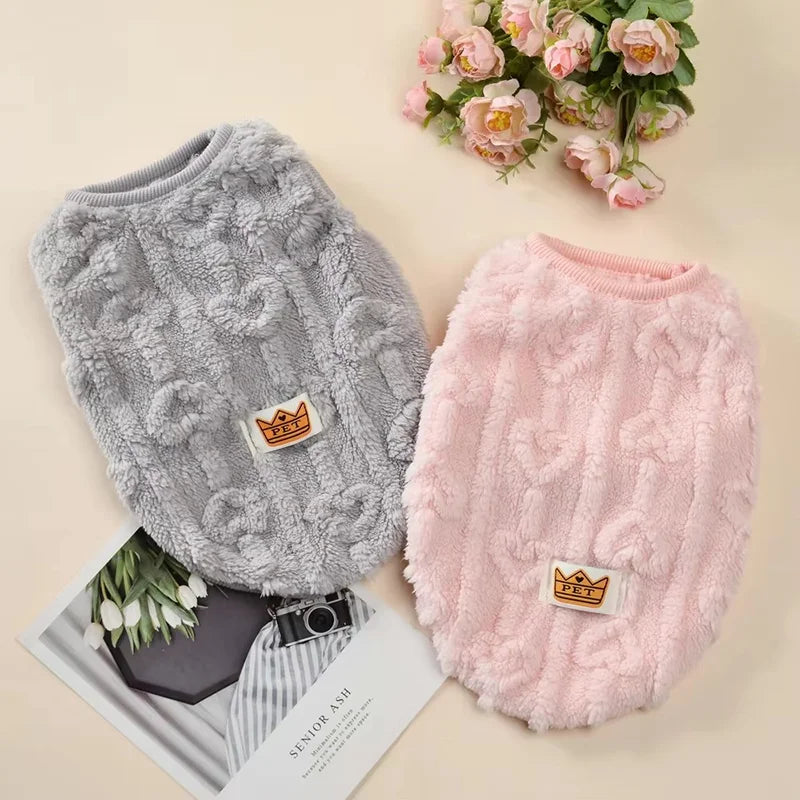 Cat Dog Soft Cozy Clothes Autumn Winter Warm Fleece Sweatshirt for Small Medium Dogs Puppy Kitten Jacket Coat Pet Teddy Sweater