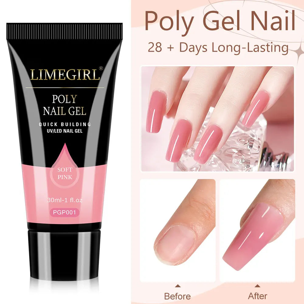 Nail Extended Gel Set 15ML Fast Builder Gel with Mini UV Nail Lamp Top Coat/Base Coat for Manicure Salon 3D Art DIY Design Tools