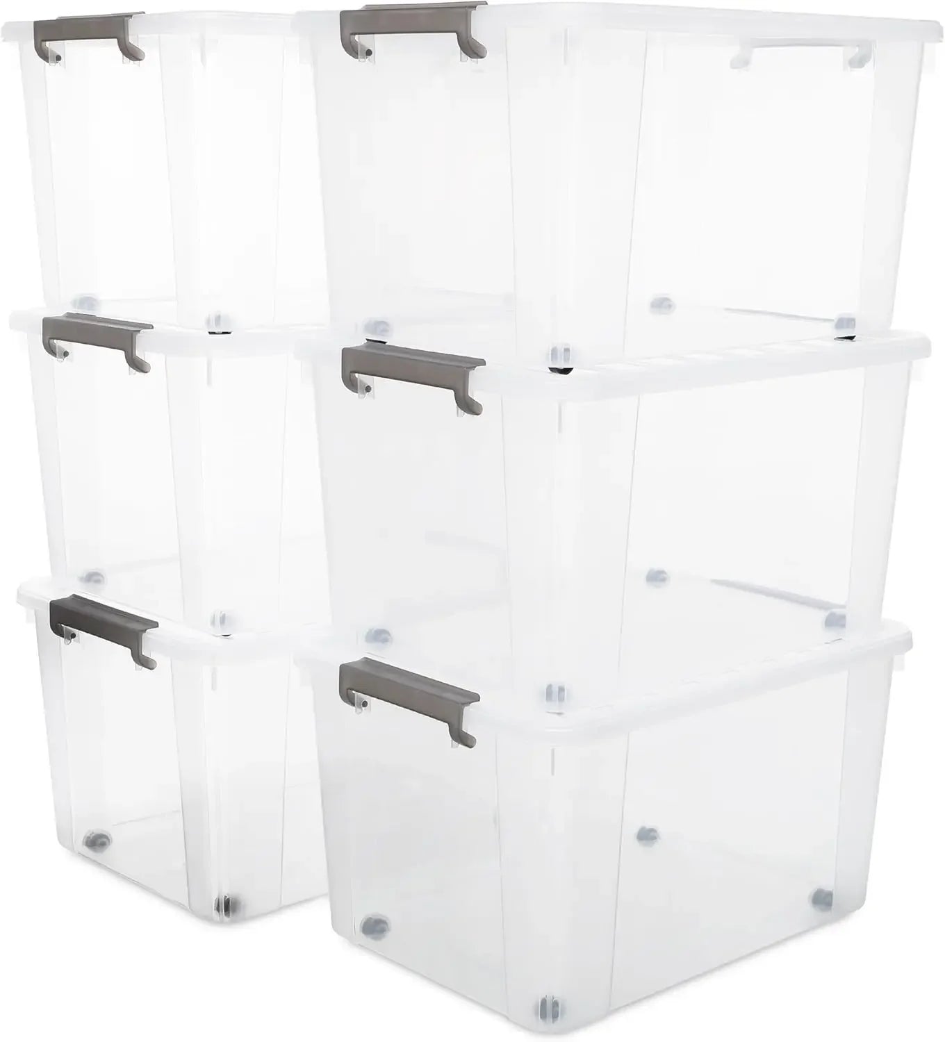 Citylife 6 Packs Plastic Storage Bins With Lids Stackable