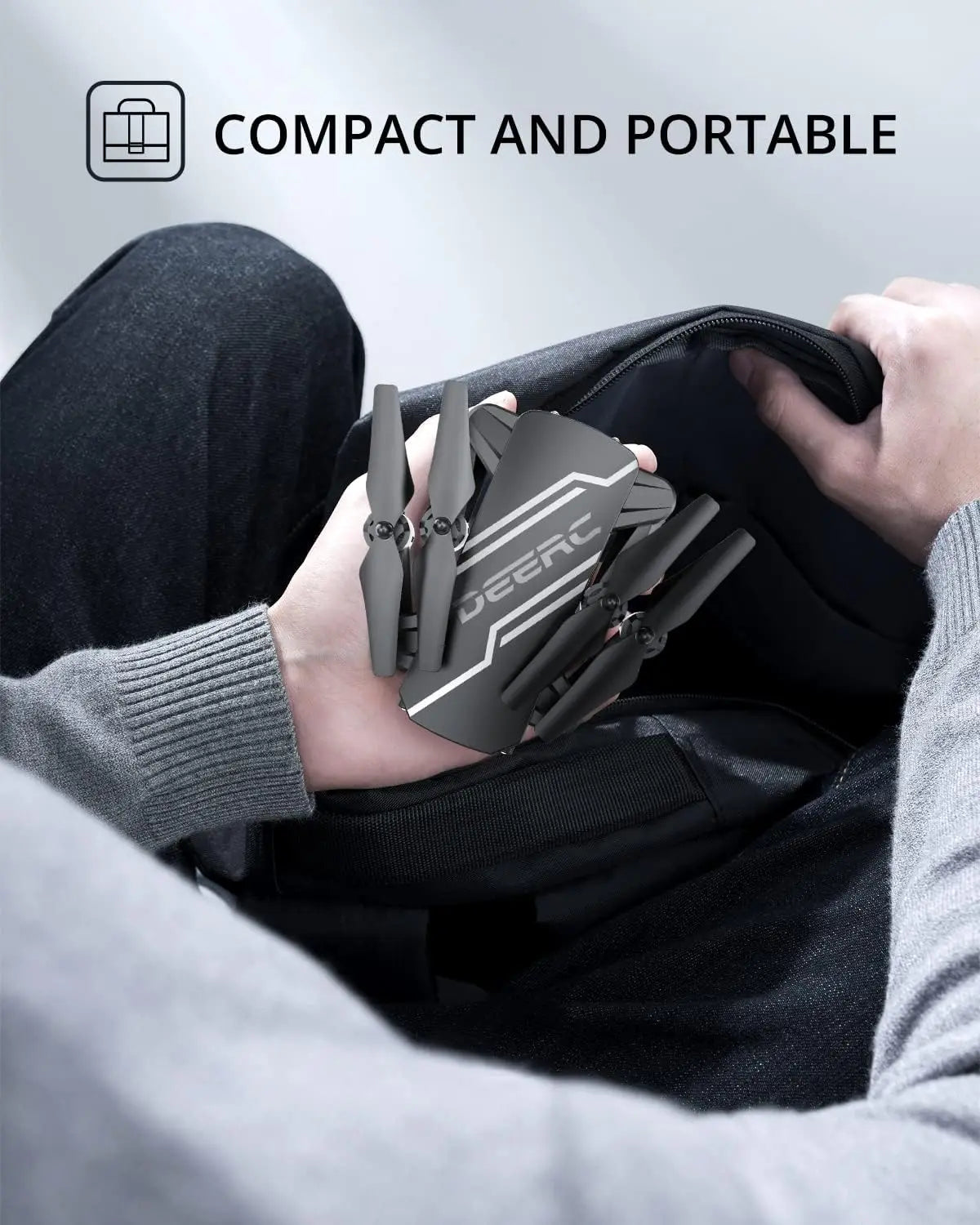 DEERC D20 Kids Drone: Foldable, HD Camera, FPV, Gesture Ctrl, Altitude Hold, 3D, Headless,C0.