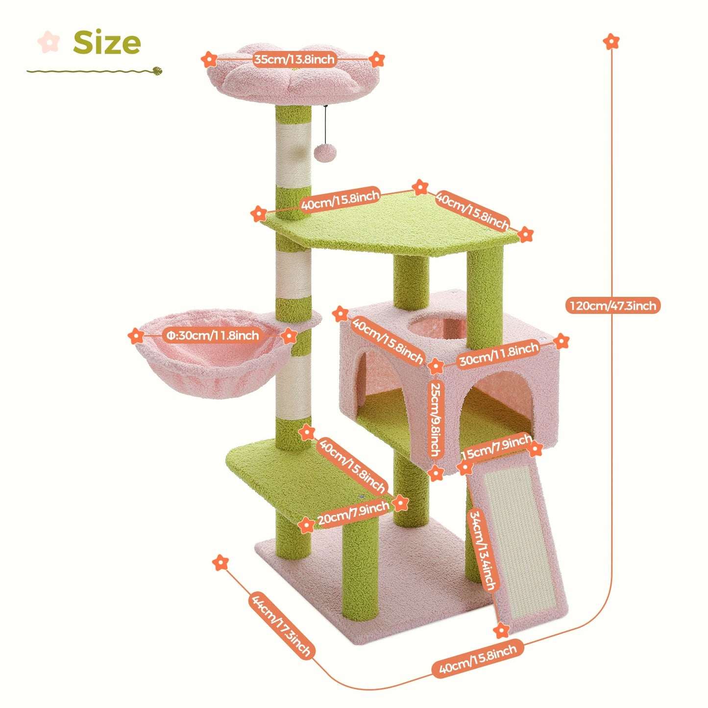 PEQULTICN Flower Cat Tree Multi Level Cat Tower Indoor