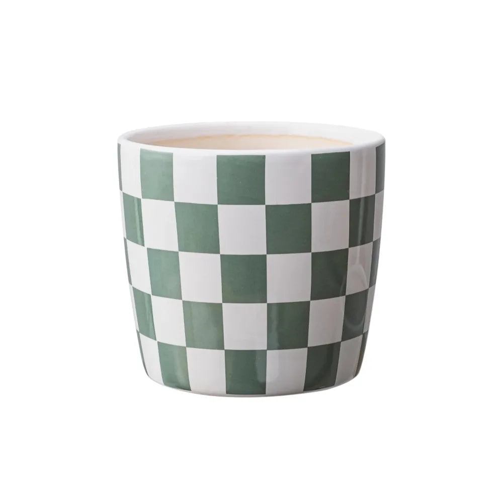 Hign-concerned Ceramic Planter Trellis Checkered Pattern