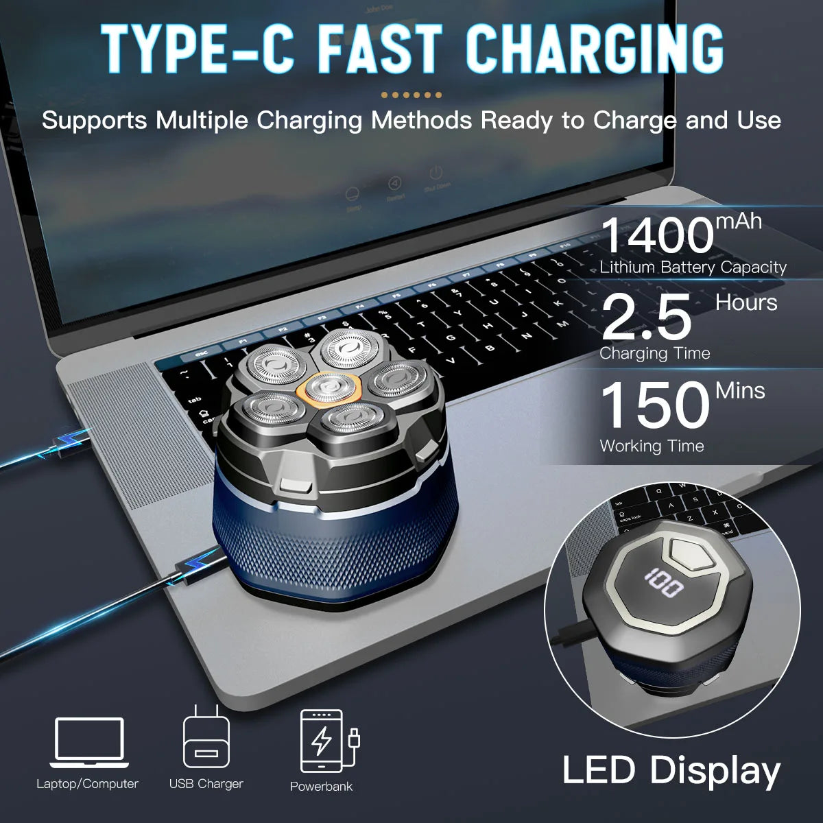 Solimpia 6D Magnetic Electric Razor For Bald Men Fast Shaving