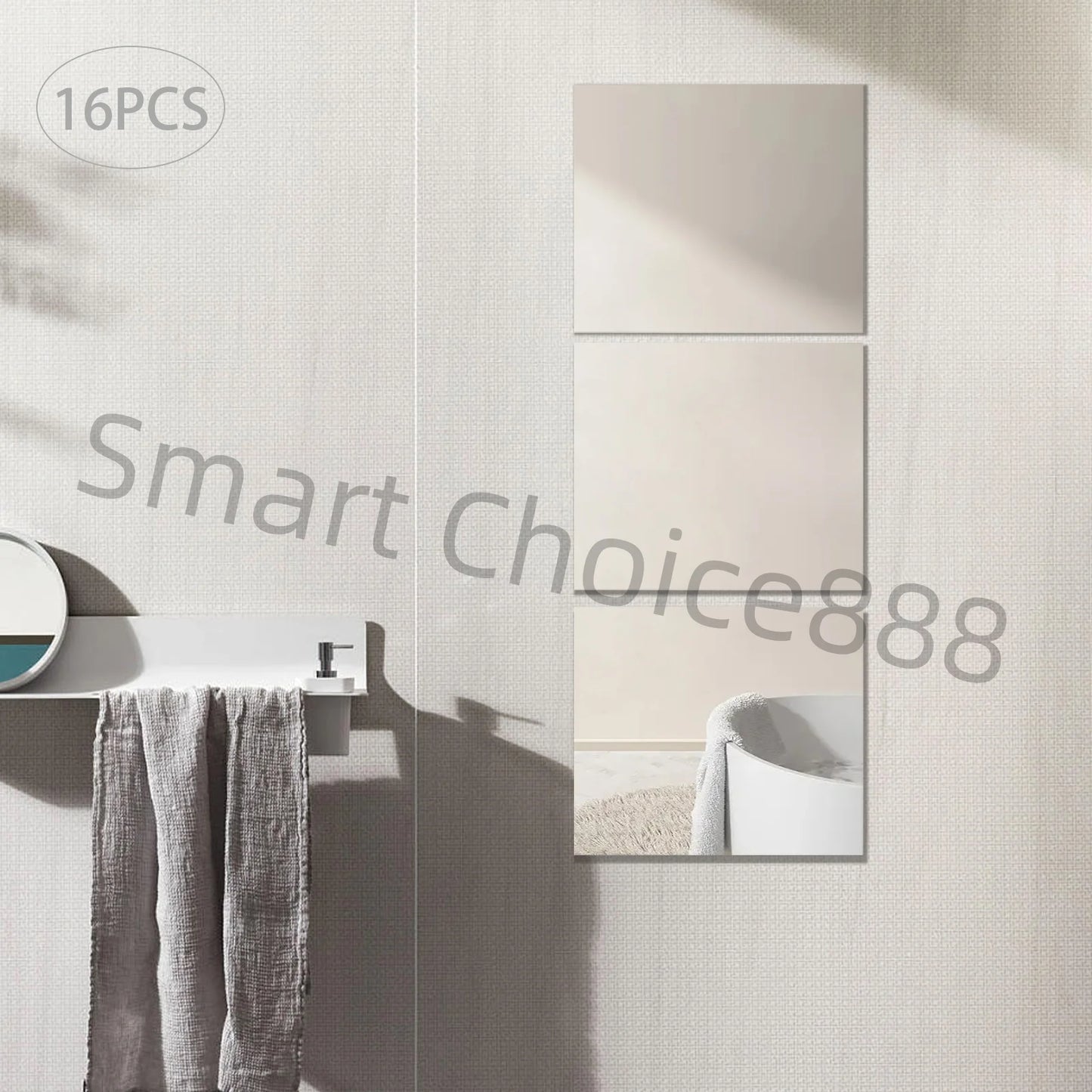 16pcs 30.5*35.5cm Mirror Wall Sticker Acrylic Decal Decoration Soft Plastic Mirror Sheets Home DIY Self-adhesive Mirror