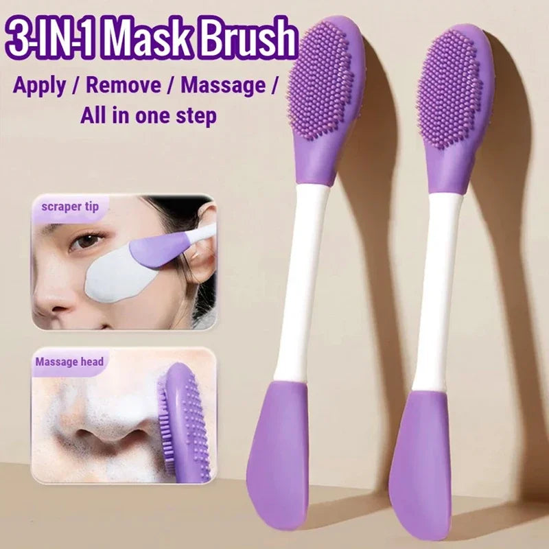 8/4/2pcs Silicone Face Mask Brush 2 in 1 Double-Head Manual Cleansing Brushes Facial Scrubber Mud Film Applicator Skin Care Tool