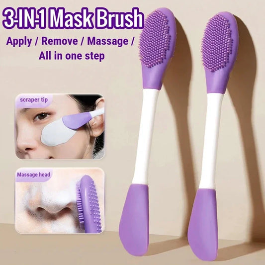 8/4/2pcs Silicone Face Mask Brush 2 in 1 Double-Head Manual Cleansing Brushes Facial Scrubber Mud Film Applicator Skin Care Tool