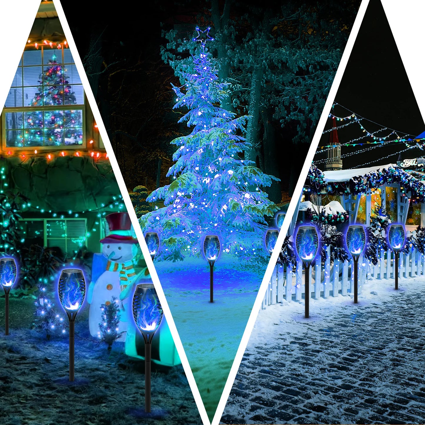 8 Pack Solar Torch Lights Garden Decor Flickering Flame