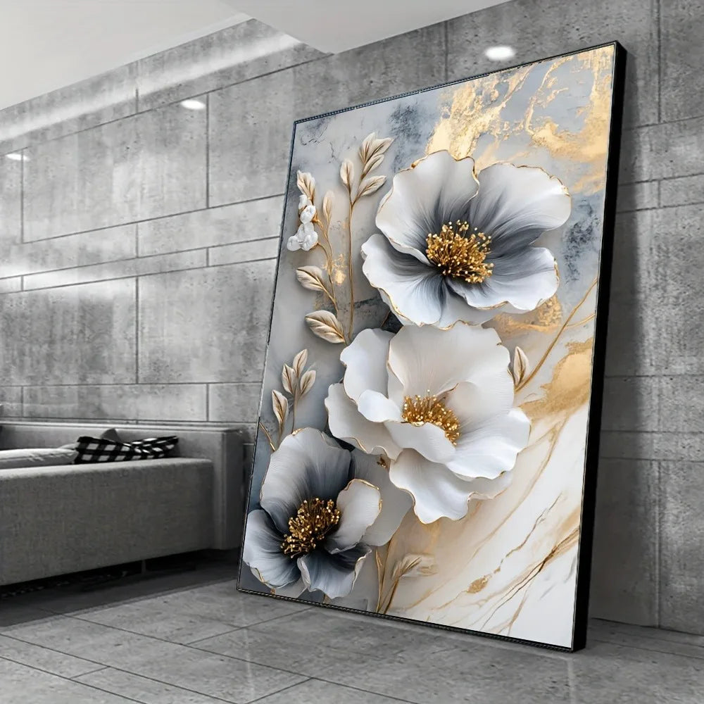 Hign-concerned Modern Luxury Floral Canvas Framed 3D