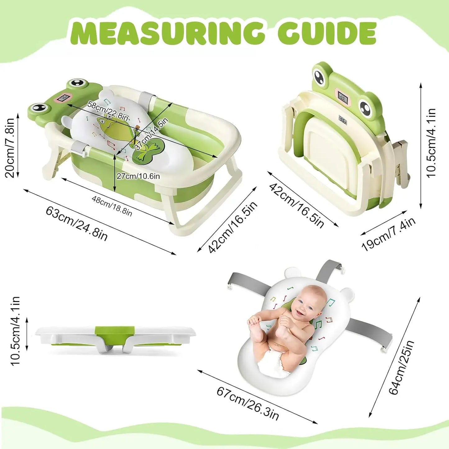 Foldable Baby Bath Tub With Cushion And Thermometer