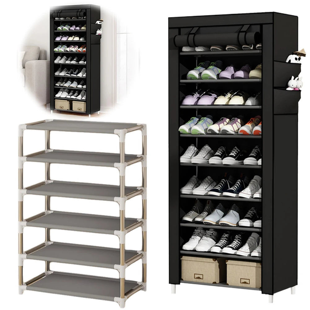 APWIKOGER 10 Layer Metal Shoe Cabinet With Fabric Cover