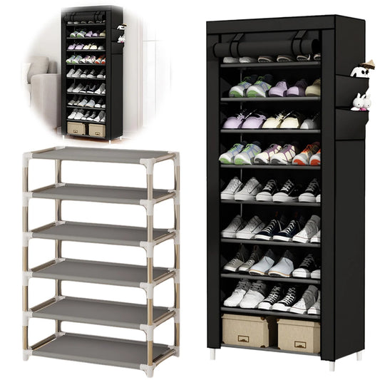 APWIKOGER 10 Layer Metal Shoe Cabinet With Fabric Cover