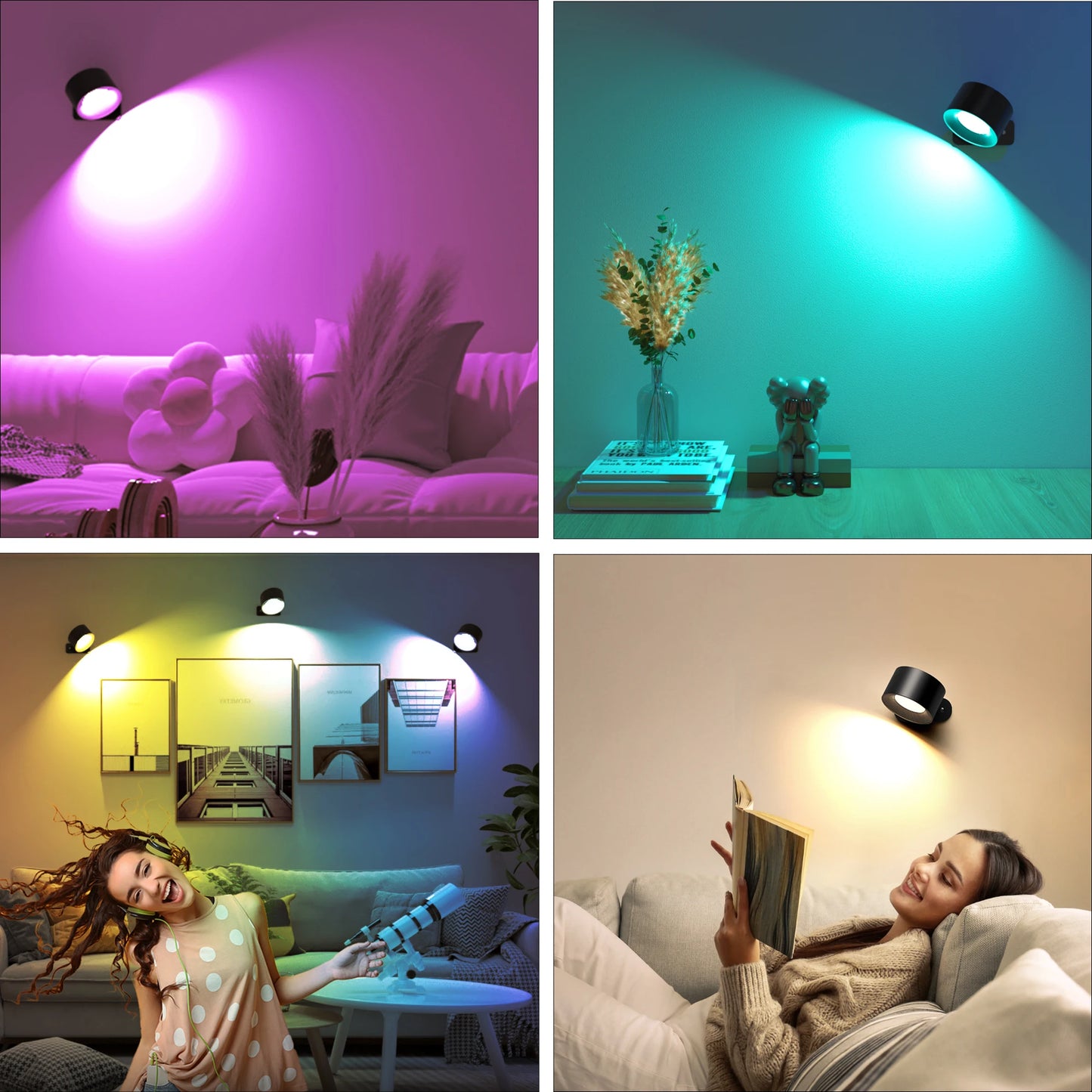 Aiopp RGB Ambience Dimmable Cordless Wall Lamp With Remote