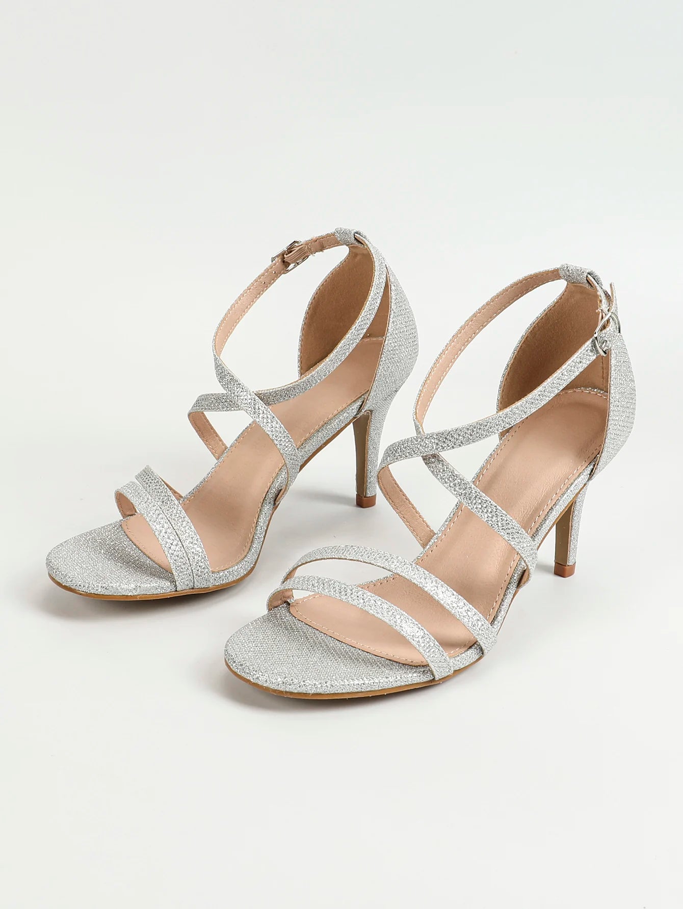 Women's Strappy Ankle Strap Back Zip Stiletto Heel Sandals