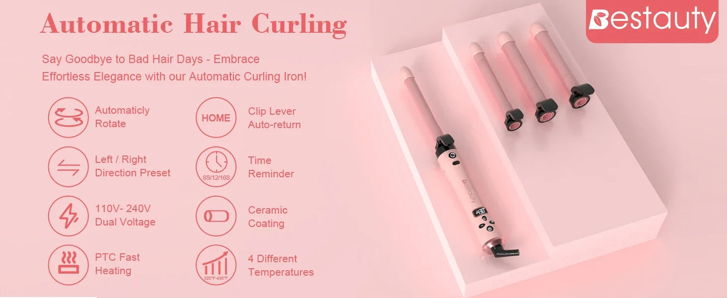 Ceramic Curling Wand Set With Interchangeable Barrels