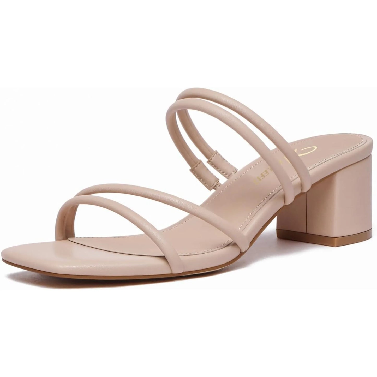 Women's Strappy Block Chunky Heels Fashion Square Open Toe Slip On Heeled Sandals