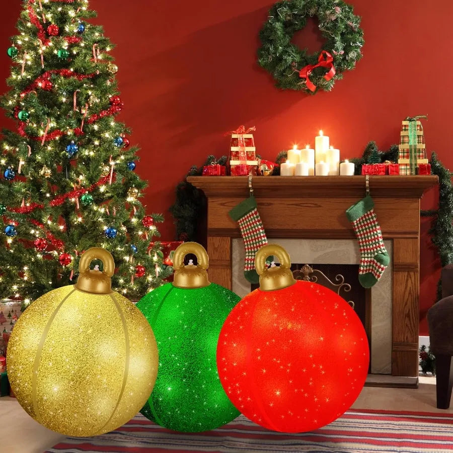 Hign-Concerned Glitter Inflatable Christmas Ornaments 3 Pkg