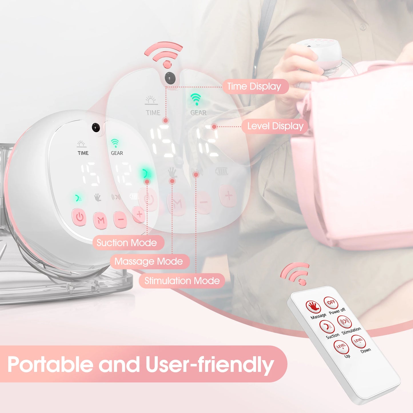 Hign-concerned Wearable USB Breast Pump 1200mAh Silent Milk Extractor