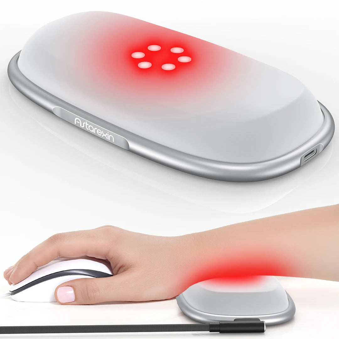Red Light Therapy Mouse Wrist Rest - 660NM & 850NM Dual Band Infrared Light Relieve Wrist Pain For Tenosynovitis Office Workers