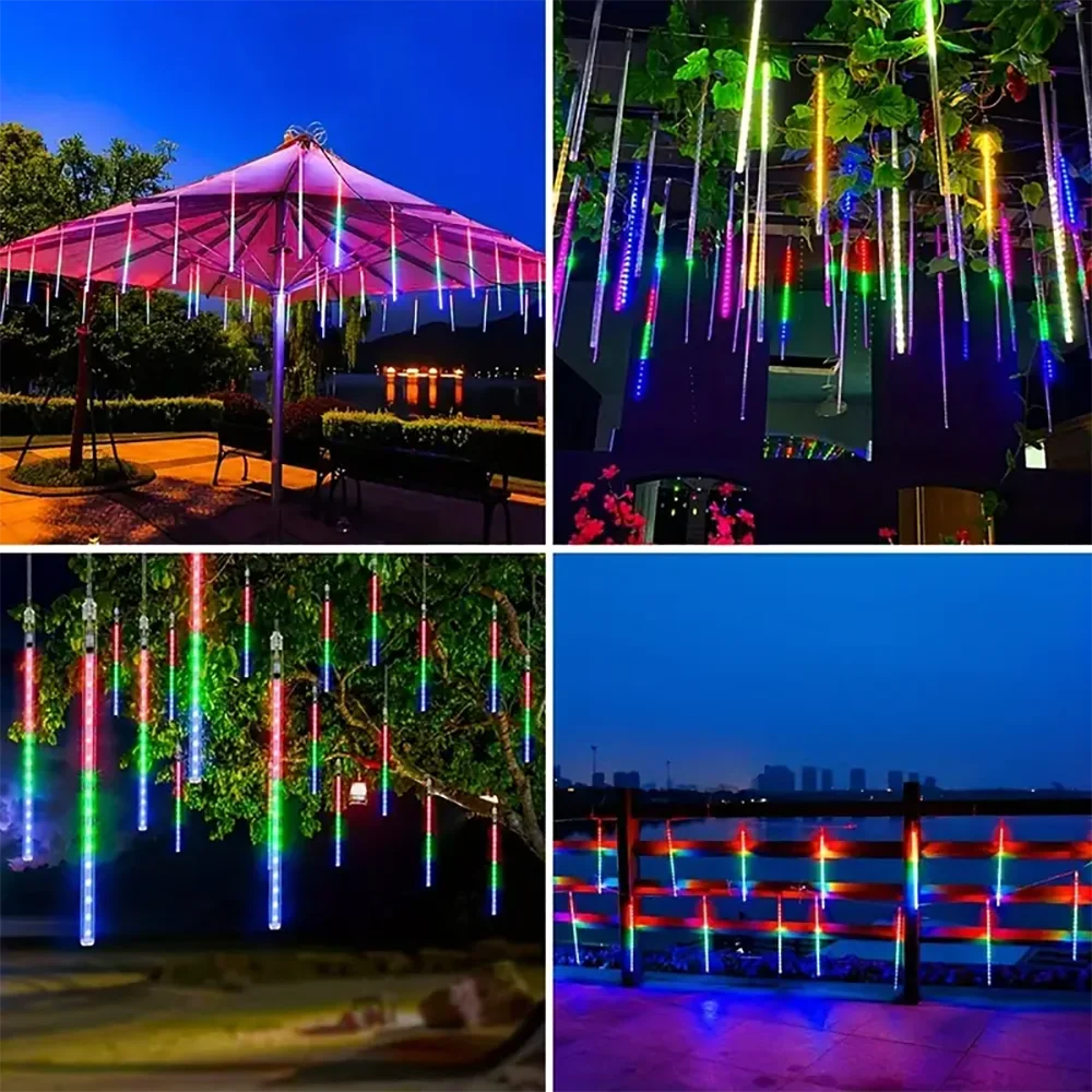 WELPUR Solar Meteor Shower Lights Waterproof String Lights