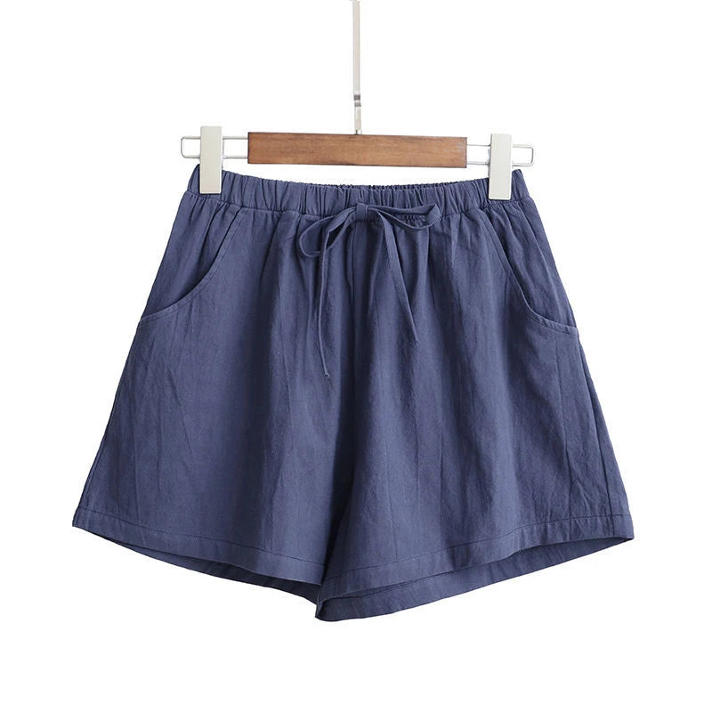 Milatwins Cotton Linen High Waist Women's Casual Shorts