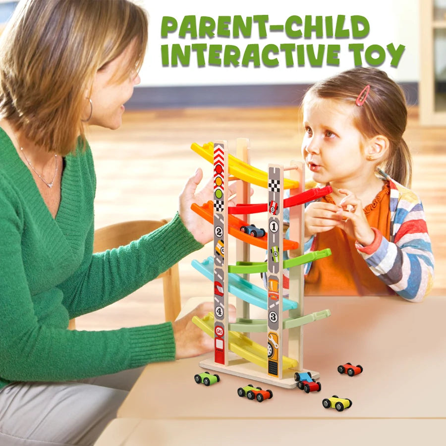 Edutree 7 Track Wooden Ramp Racing Toddler Toys Set