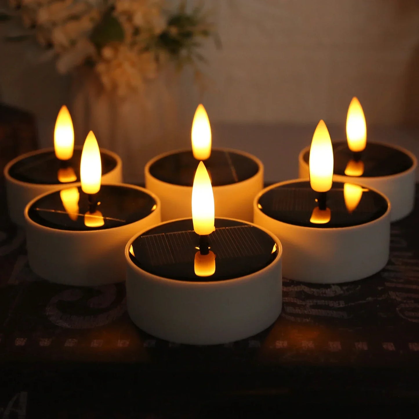 Yeahmart Solar Candle Set Led Flickering Tea Lights Lamp