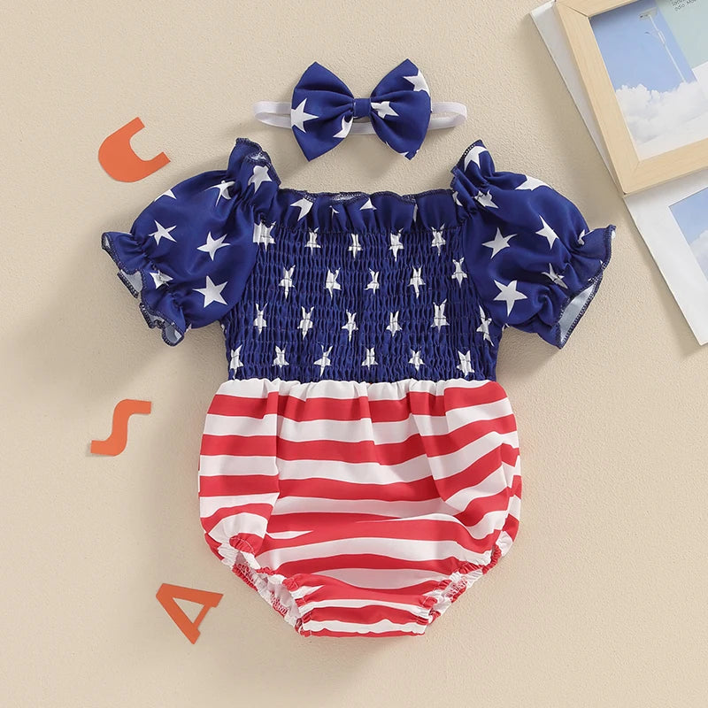 CN Guangdong Independence Day Rompers For Toddler Girls