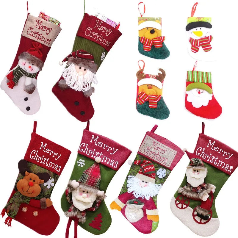 New Large Christmas Socks Gift Candy Bag Cartoon Gift Bag Christmas Decorations Gift for Family