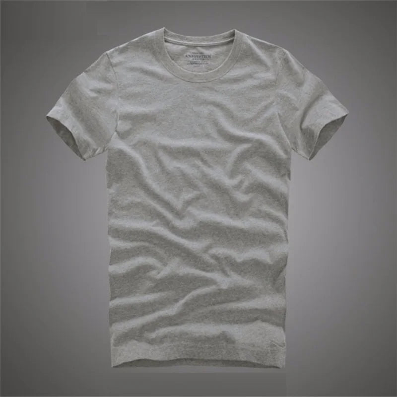 Men Tshirt 100% Cotton Solid Color O-Neck Short Sleeve T shirt Male High Quality Tops Soft Clothing
