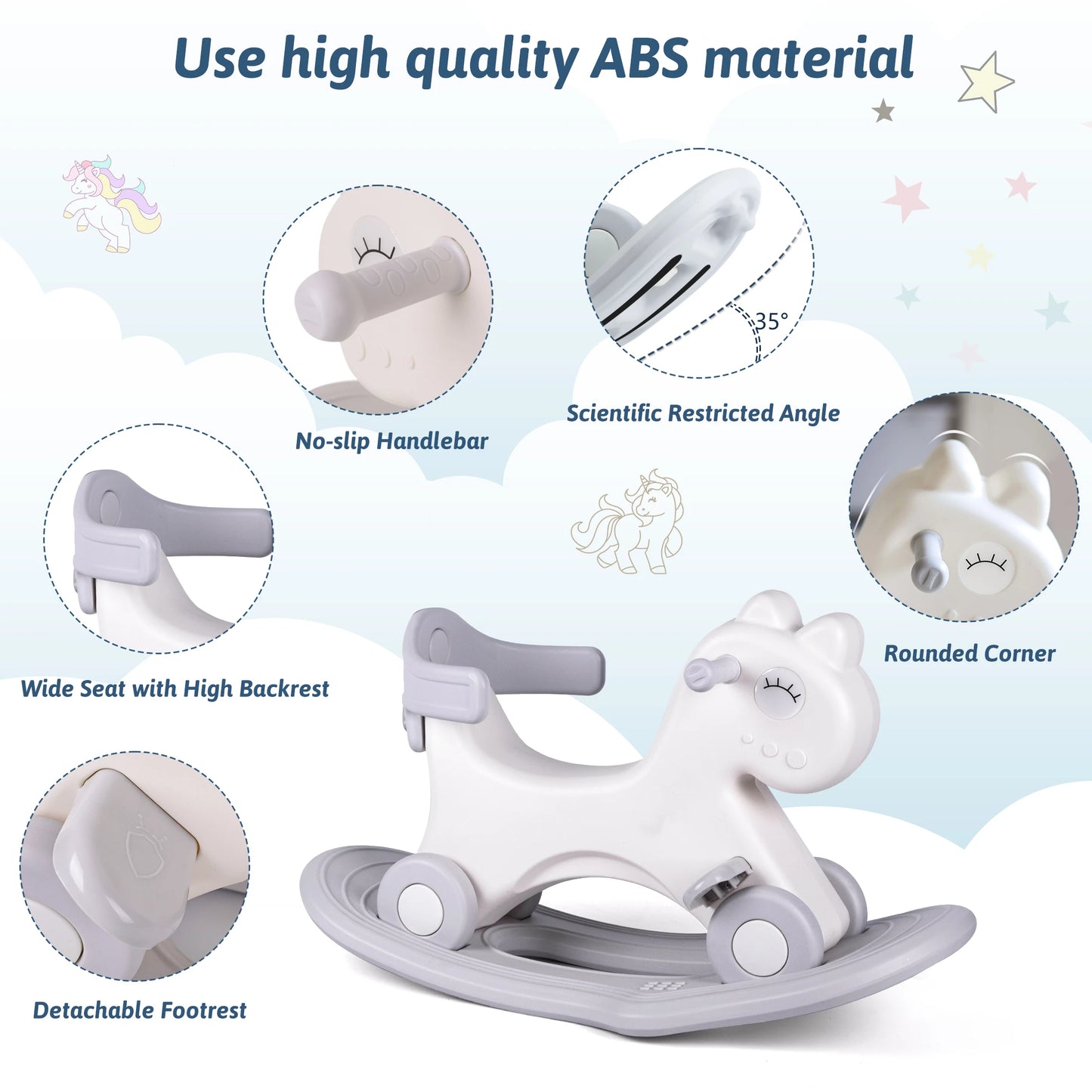 Wdmiya Rocking Horse Ride Toy ToddlersAndKids 3 To 6 Ages