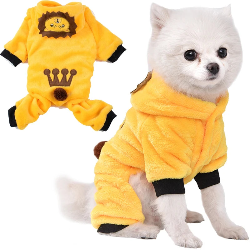Soft Warm Fleece Dog Jumpsuit Hoodie Coat For Small Dogs