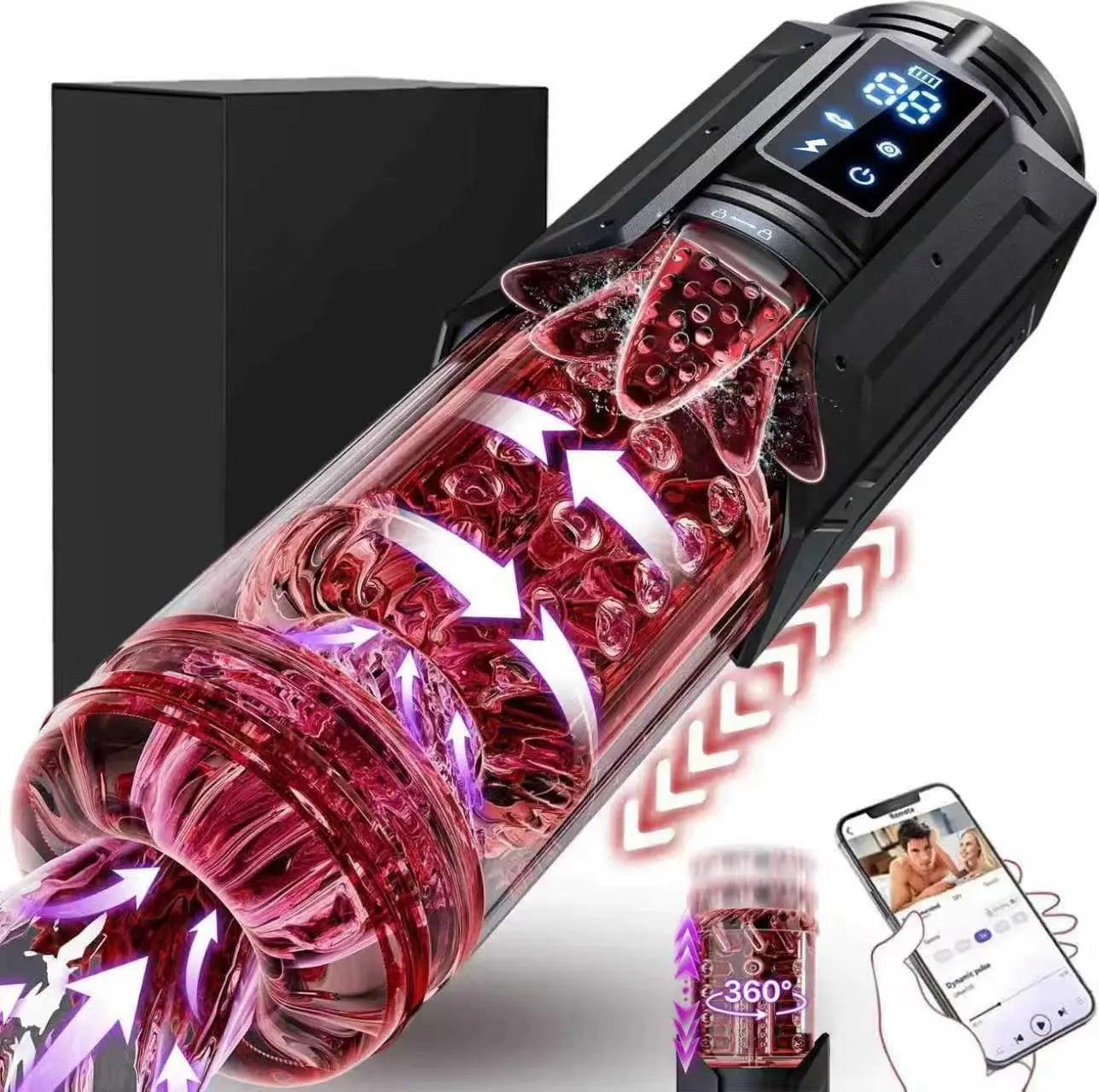 APP LED Automatic Male Masturbator Cup 7 Sucking Rotating Licking Thusting Modes Pocket Pussy Stroker Blowjob Sex Toys For Men