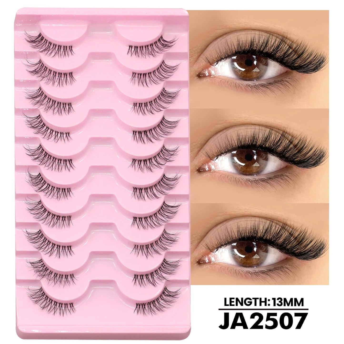 Two Boxs Half Eyelashes Natural Fluffy Cat Eye Lashes Soft Wispy Faux Mink Lashes Winged End Eye Elongated Eyelashes