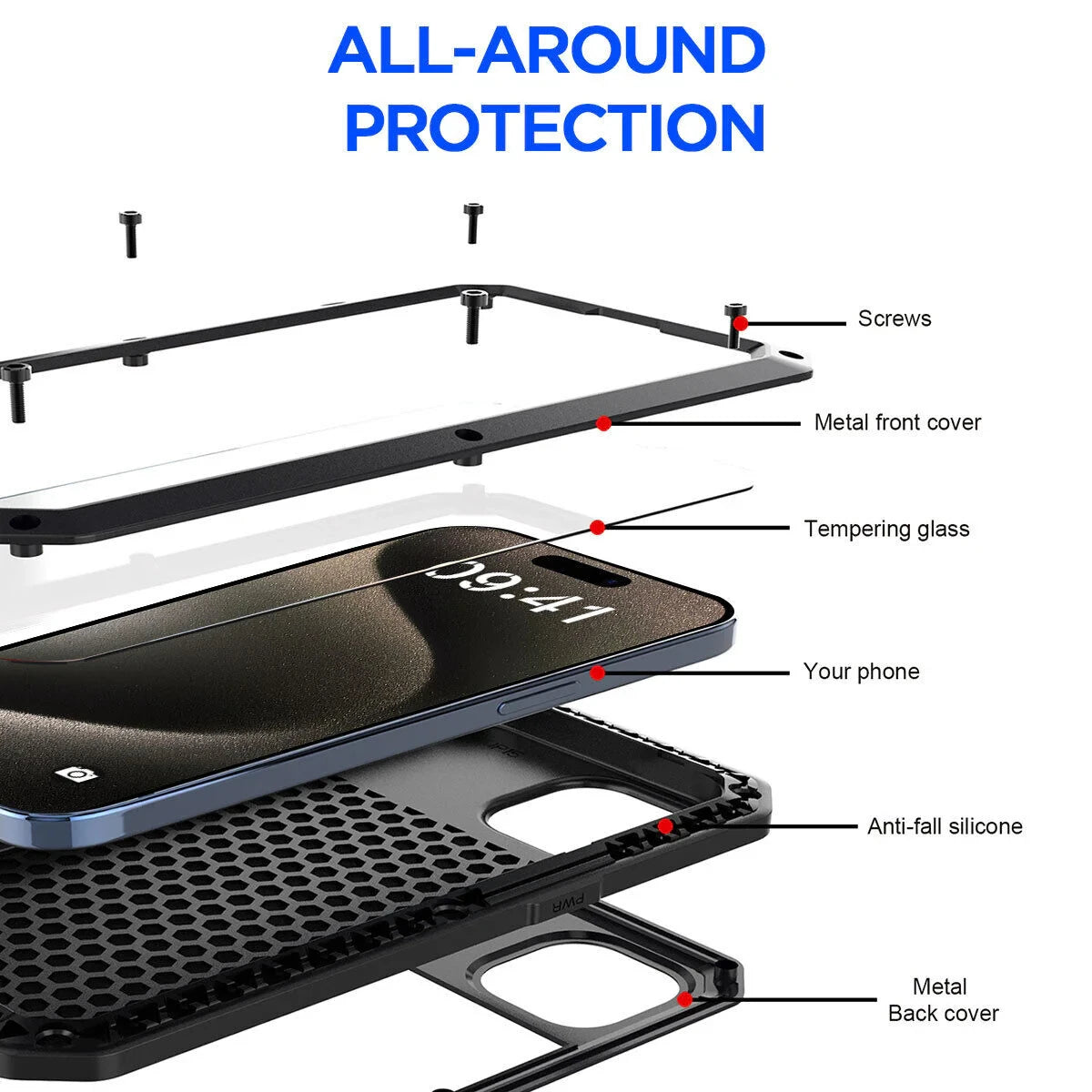 WeFor Armor Aluminum Shockproof Phone Case for iPhone