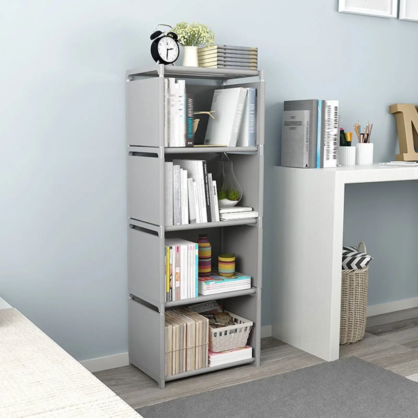 General Use 4-Tier Bookcase Display Shelf for Home Storage
