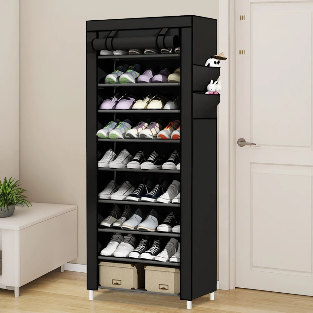 APWIKOGER 10 Layer Metal Shoe Cabinet With Fabric Cover