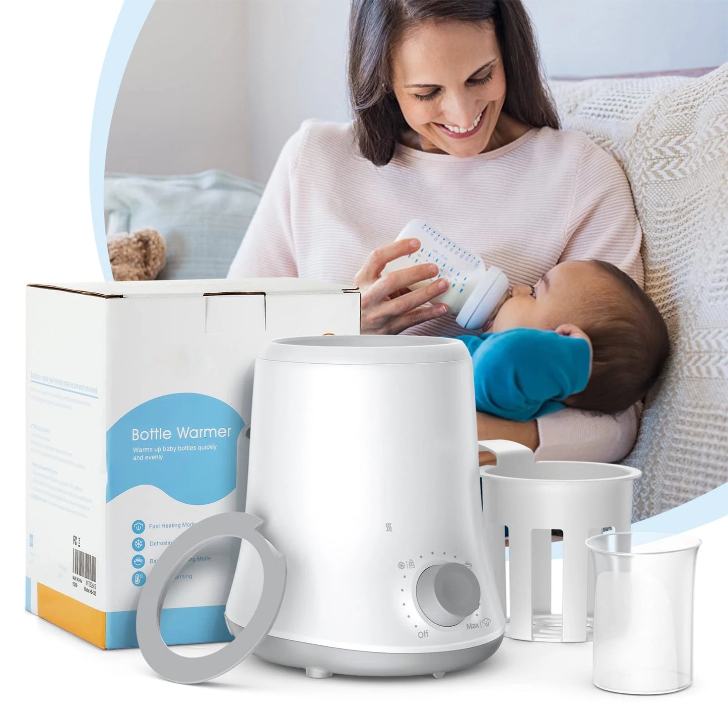 Kisdream Milk Warmer Multifunctional Baby Bottle Warmer Auto Shut Off