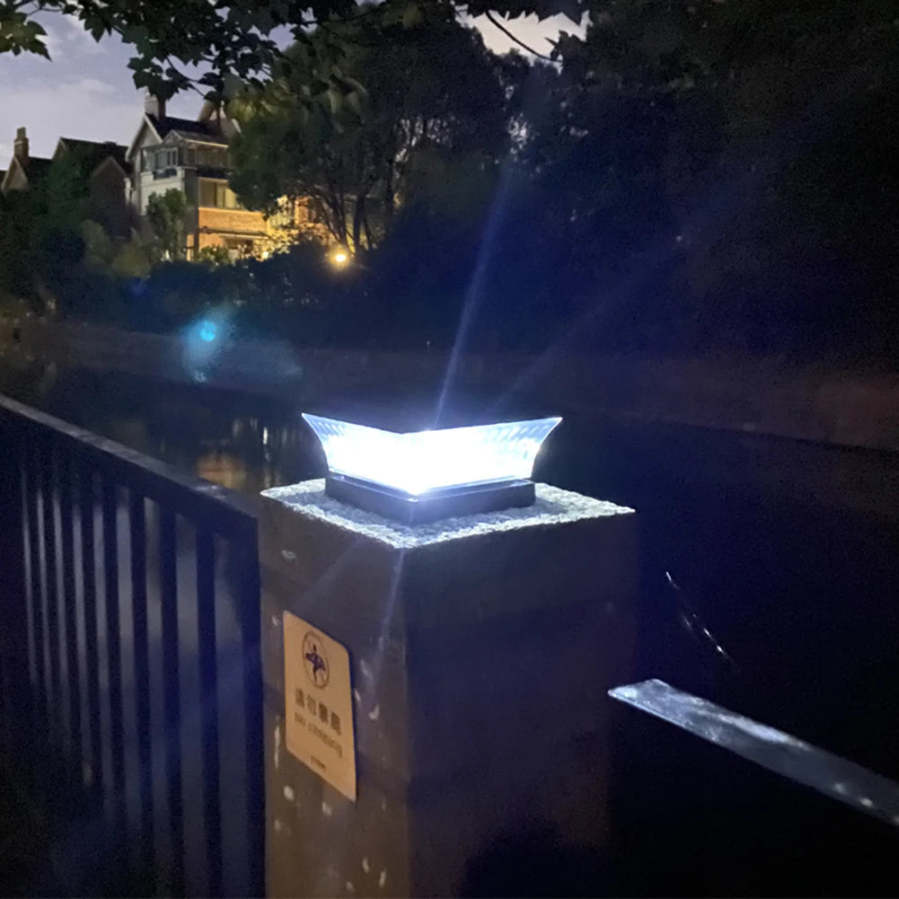 Solar Post Cap Fence Light LED Lamp Warm White 6500K
