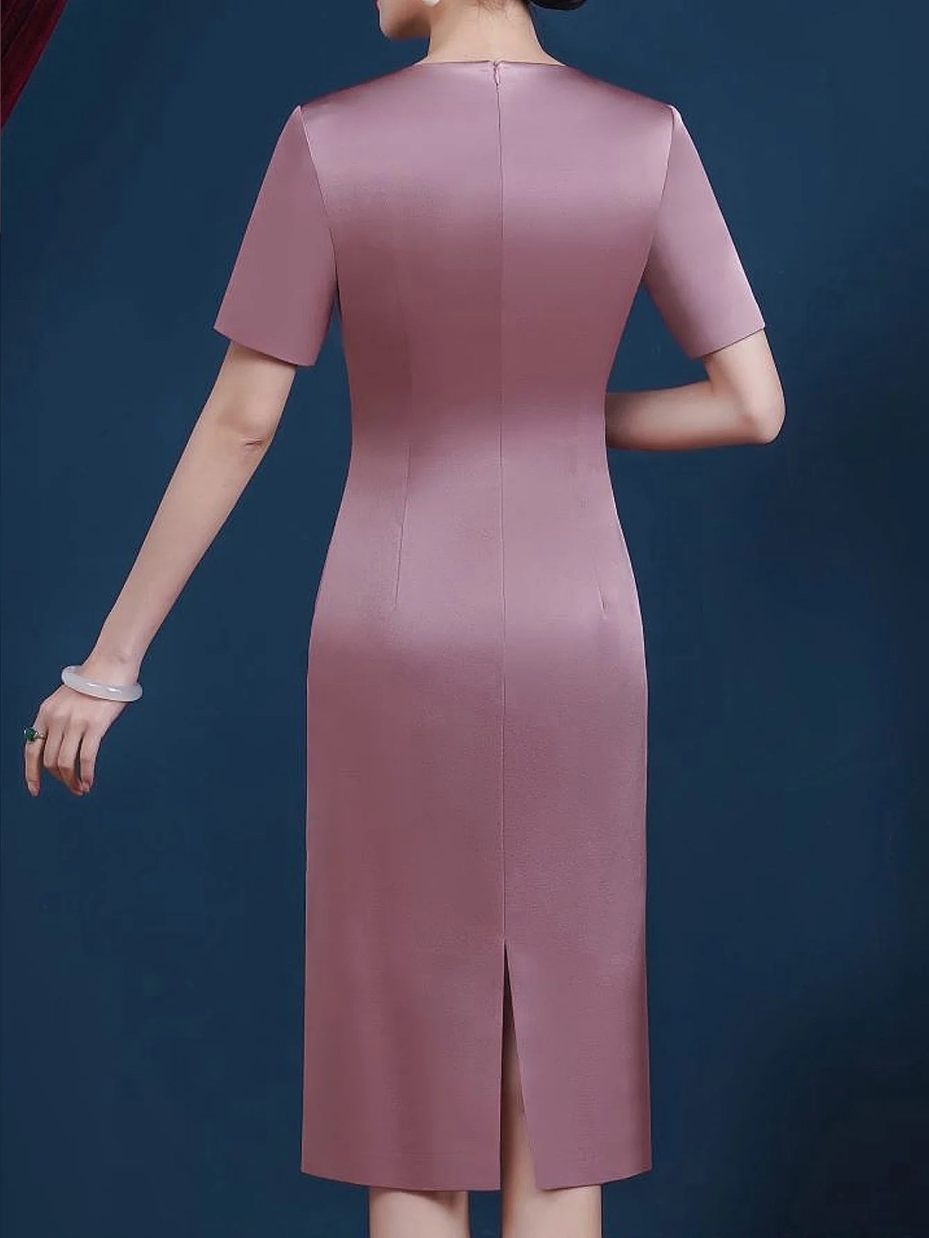 Elegant Short Sleeve V Neck Evening Dress For Women